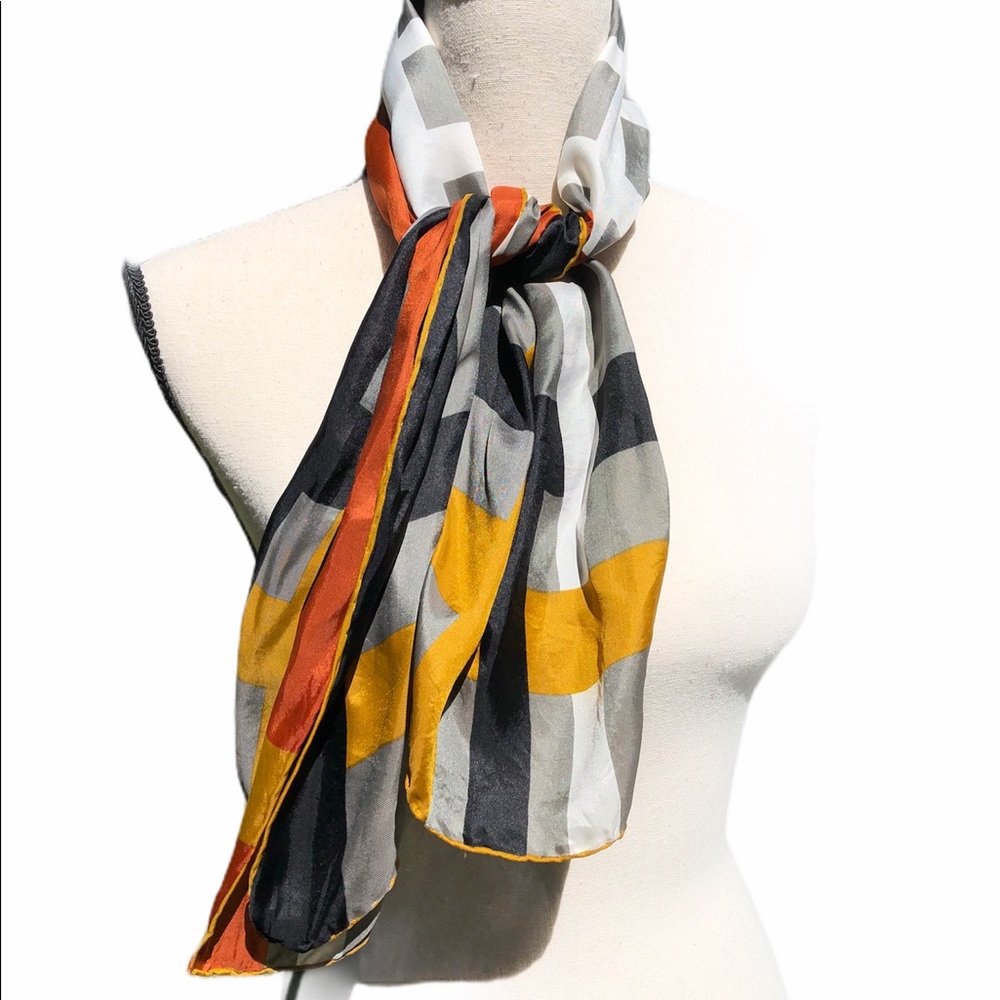 Vintage Striped Silk Blend Scarf